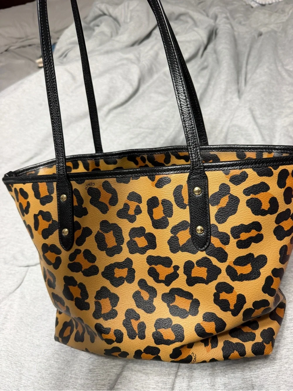 Coach Leopard-Print Tote in Tan and Black